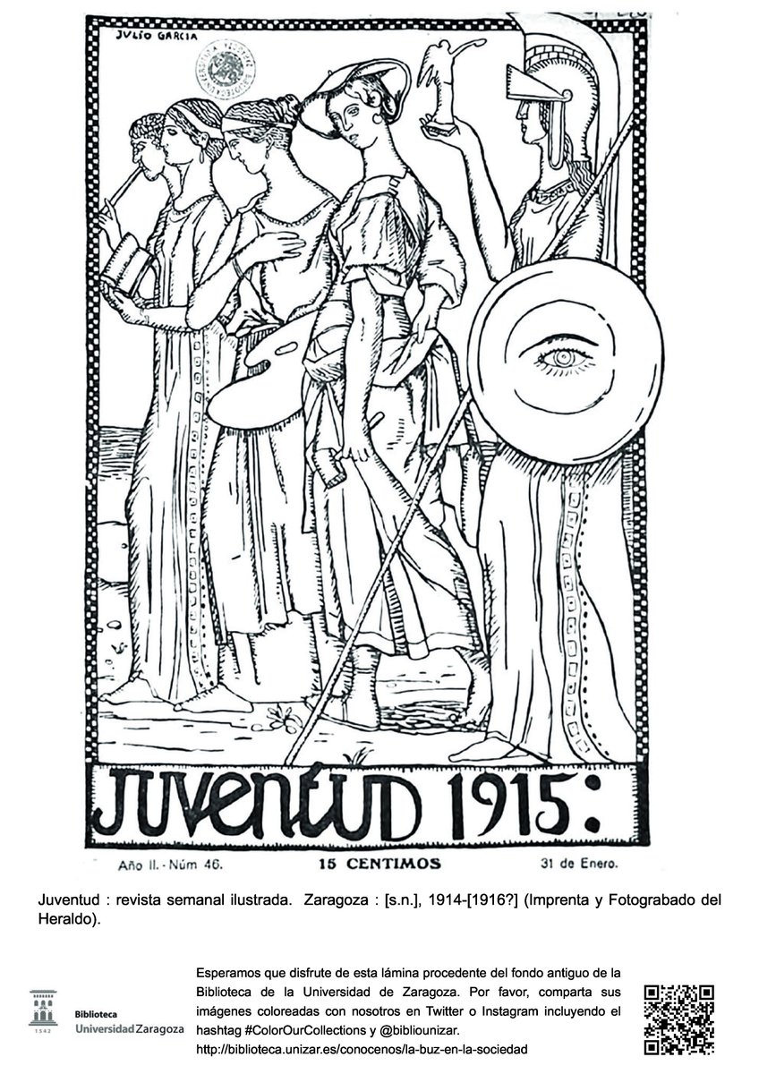 bibliounizar's tweet image. Tenemos lámina #ColorOurCollection para el finde mucho más joven: la revista zaragozana Juventud de 1915
ow.ly/6poO50ygbQH