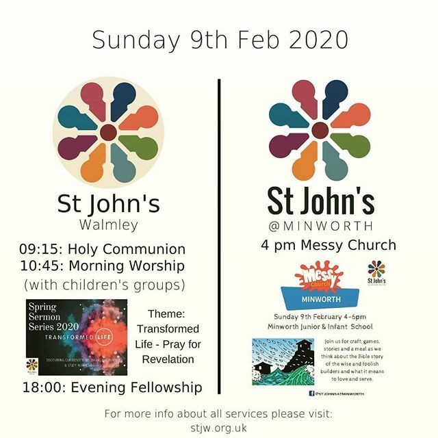 Whoo! It's Messy Church Sunday at Minworth! We also have some awesome services lined up at St John's this weekend! Something for everyone as we meet with Jesus and each other. #Jesus #stjohnswalmley #Minworth #churchfamily #ChurchOfEngland  #Walmley ift.tt/2Ozsb9e