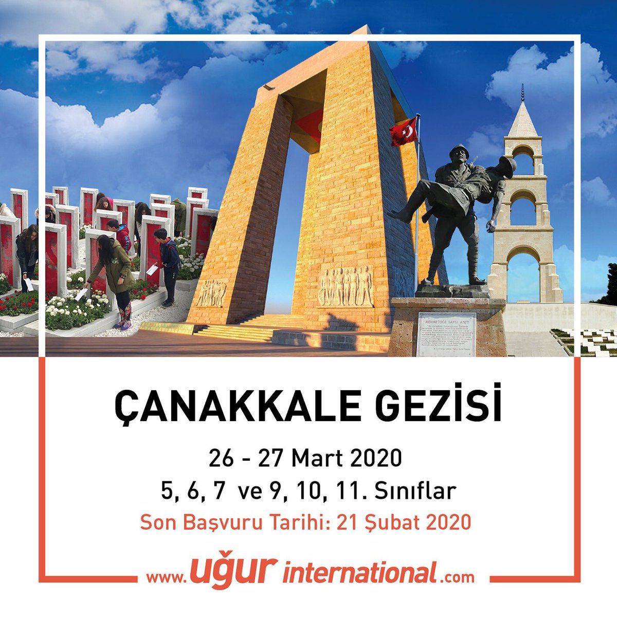 Bu yıl 3. sü düzenlenen “Mektuba Mektup” proje kapsamında 5, 6, 7 ve 9, 10, 11. sınıf öğrencilerimiz, 26-27 Mart 2020 tarihlerinde Çanakkale’de bir araya geliyor. Son başvuru tarihi 21 Şubat 2020 olan programımıza kayıt ve ayrıntılı bilgi için; ugurinternational.com/program-ve-gez…