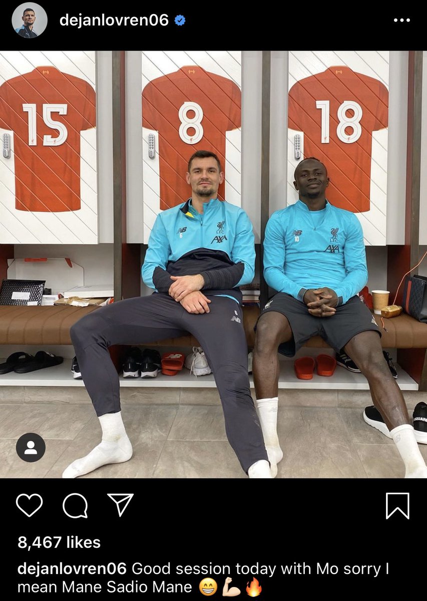 SamueILFC's tweet photo. Lovren and Mané on Instagram. 😂😂 https://t.co/mKqjcjYi9l