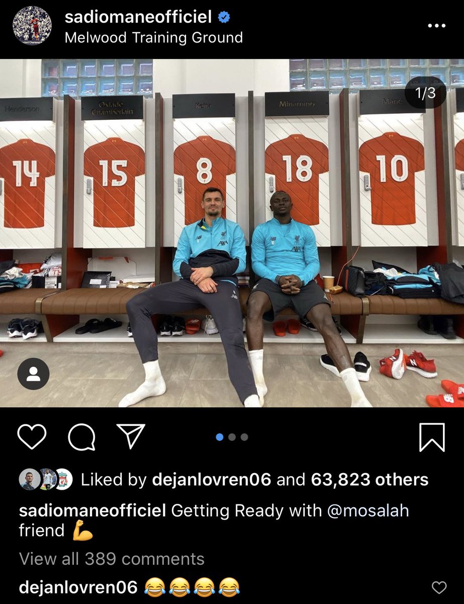 SamueILFC's tweet photo. Lovren and Mané on Instagram. 😂😂 https://t.co/mKqjcjYi9l