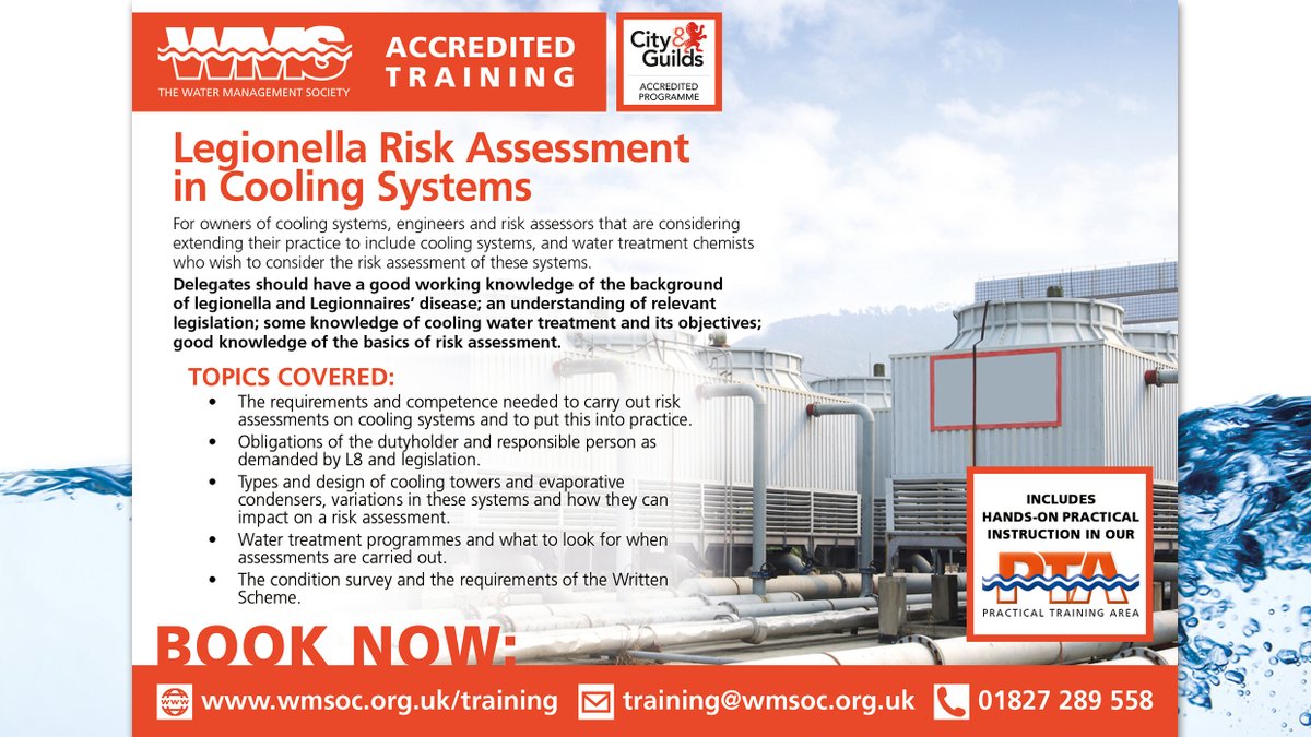 WMSoc1's tweet photo. #WMSoc #Legionella #RiskAssessment in #Cooling #Systems #Accredited #Training.
#JoinUs #NextWeek - #Wednesday 12th #Feb – #Includes #Instruction in #Practical #TrainingArea.
#Last spaces #Available so #BookNow and don’t miss out:
https://t.co/AbmBibv9MD https://t.co/VanTG4eovh