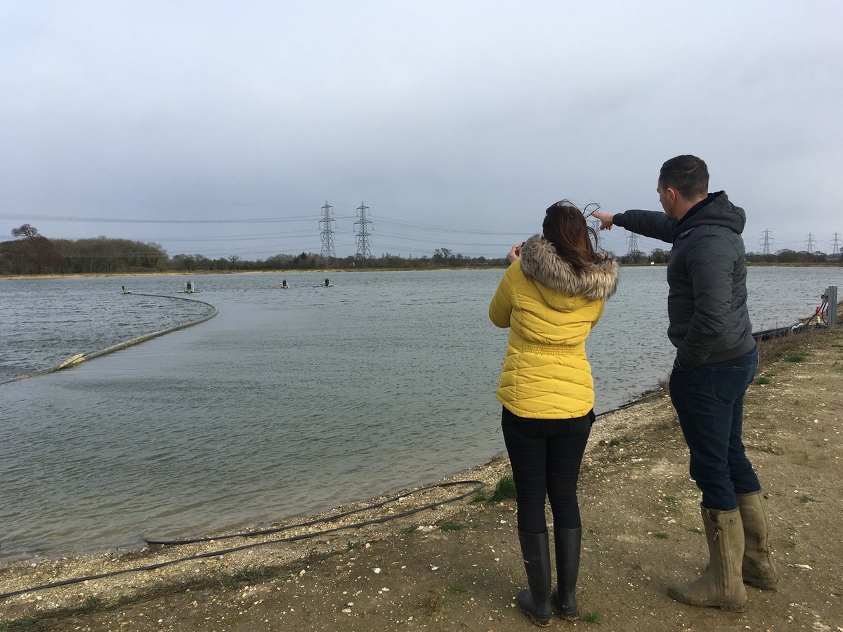 End of project inspection with @giles_hanglin and the @Ruralpay. The reservoir is full and ready for the new growing season. #farm #grant #productivity #irrigation #Suffolk #wetwinter #windy #agric