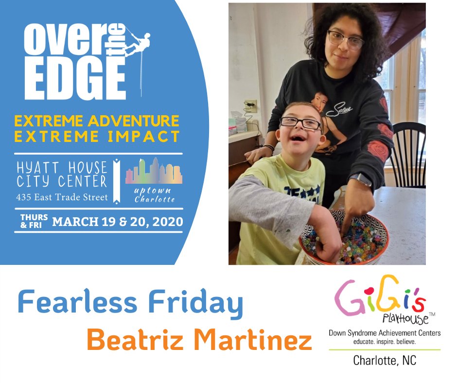 Fearless Friday Champion, Beatriz is going over the edge for Seany Rock because she's dedicated to ensuring Sean &amp; others with Down syndrome are able to access &amp; enjoy activities &amp; services without having to worry about finances or stigma. #Fearlessfriday  #gigischarlotteOTE