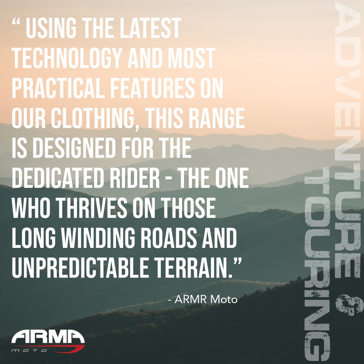 ArmrMoto's tweet photo. We know that every rider is different. So we've created ranges that suit all styles and weather, considering where you're going, how you feel and what you need. 
ARMR always has your back. #BattleReady

View our Adventure &amp; Touring collection here 👇
https://t.co/eNnRKJcwR3 https://t.co/iKoG3fFlfM