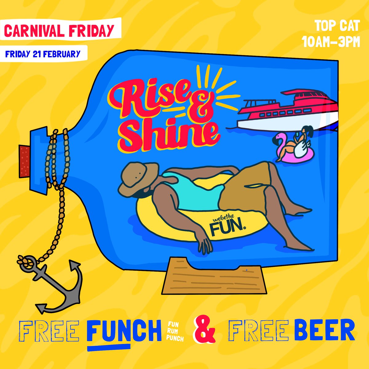 Lunch, snacks &amp; other treats are also FREE! 😉 Just saying!

RISE &amp; SHINE
Carnival Friday
Org. your tickets before it's too late people, because it's almost too late!

ticketgateway.com/event/view/ris…

#TrinidadandTobago #CarnivalFriday #RiseNShineTT #webetheFUN. @webetheFUN.