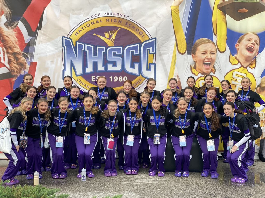 BaldwinHSCheer's tweet photo. Up &amp; ready to head to ESPN for GAMEDAY! 🏈✨  #ALLINFORBALDWIN #UCANATIONALS https://t.co/9SmMeEss6x