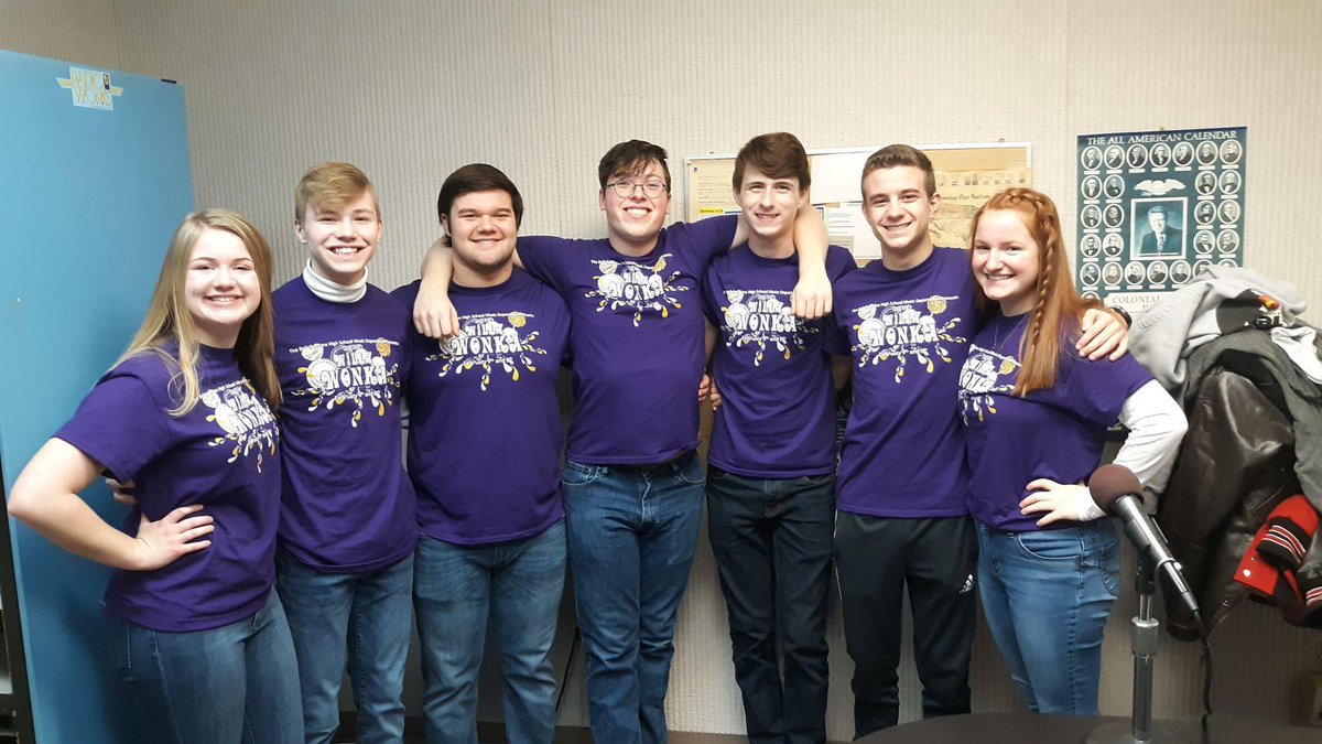 BHS_Music_Dept's tweet photo. Cast of Willy Wonka at WPKO. Thanks for having the cast. @wpko @BHS_Chiefs https://t.co/WGoX94C1dL