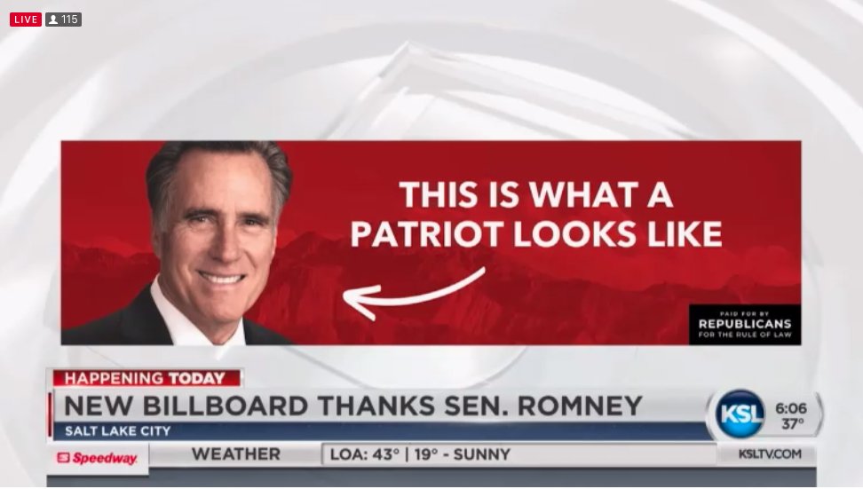 KSL5TV's tweet photo. A new billboard in Salt Lake City is thanking @SenatorRomney for his vote. What do you think? #KSLTV https://t.co/KBGX6pukwq