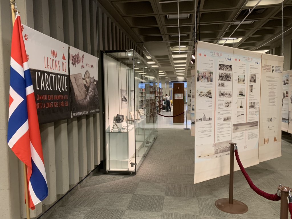 FramMuseum's tweet photo. Wonderful opening of #lessonsfromthearctic @universitelaval library yesterday. Great also to see an original first state version of a #gerardmercator map of the #arctic @NorwayinCanada @AnneKOvind #roaldamundsen #northwestpassage #fram #gjøa #universitelaval https://t.co/AC3JPnNOyB