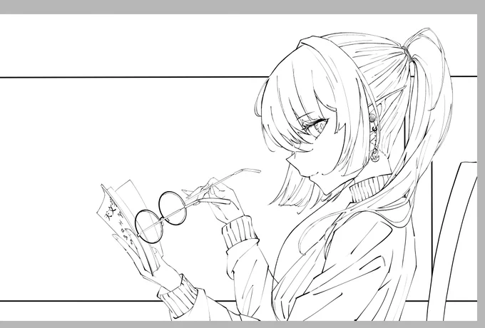 フレアちゃん線画wip 