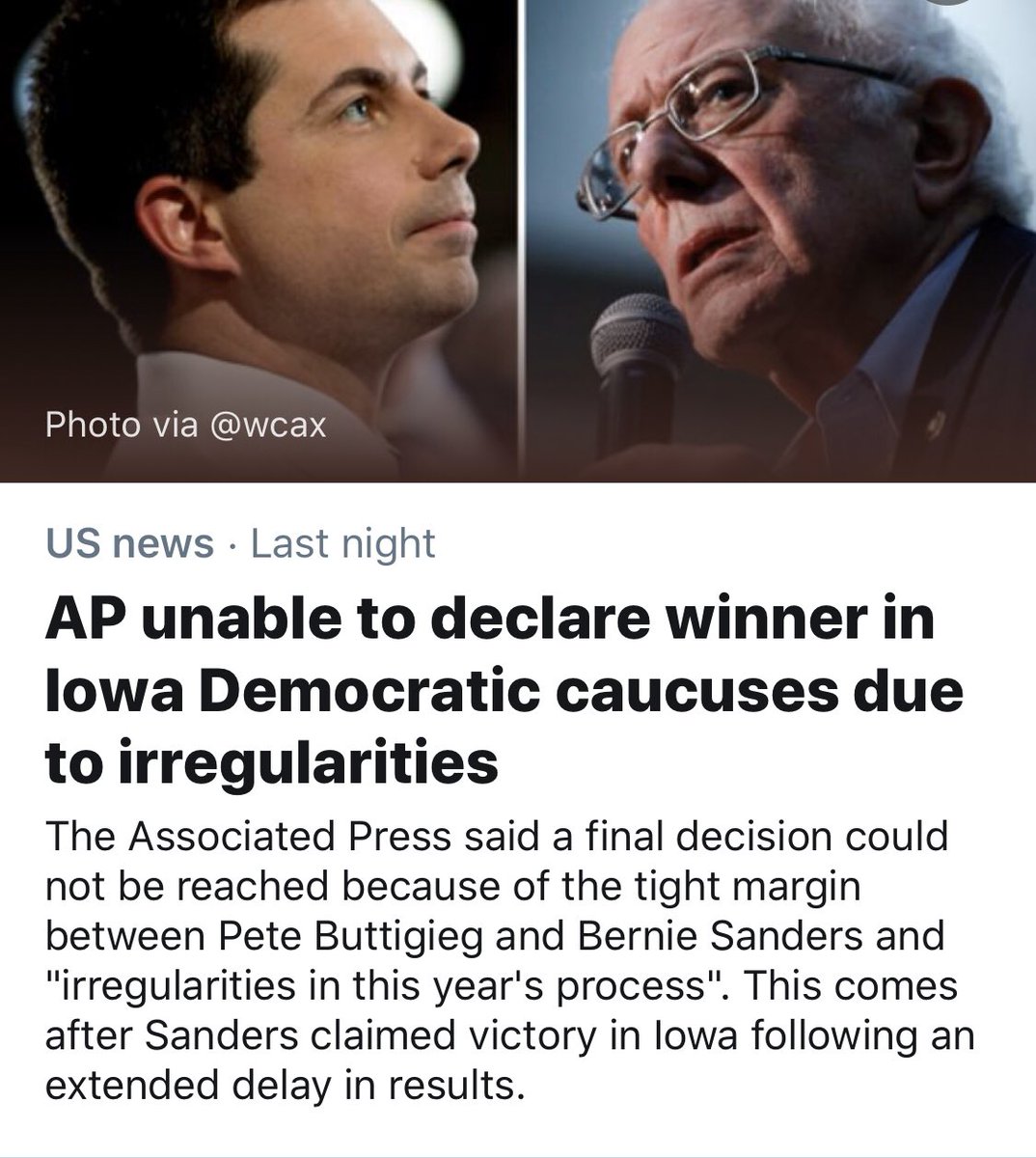 BenBergquam's tweet photo. Poor old #CommieSanders, they’re doing it again! I don’t know what’s worse, the Democrat collusion against @BernieSanders, or @PeteButtigieg pretending to be a Christian! #IowaFail #DemocratsAreCorrupt https://t.co/HhjNqNl4n0