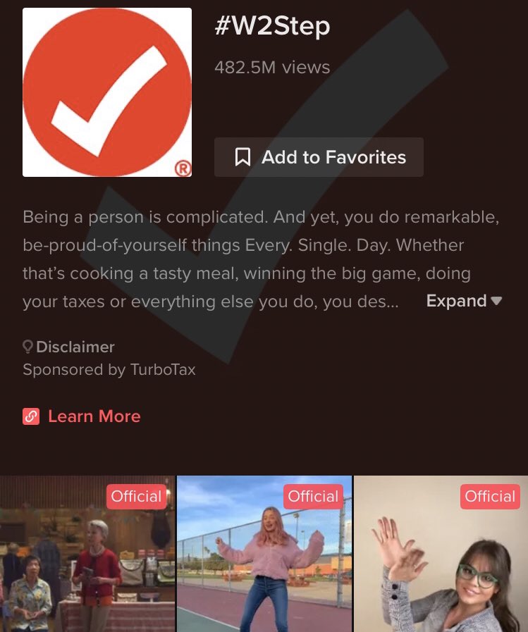 ToriTidwell's tweet photo. .@turbotax is promoting #W2Step on all social channels for the โAll People are Tax Peopleโ campaign.
Impressive results are coming from TikTok.
Nearly 500M views for videos containing #W2Step.
Based on rate cards, these results are extremely efficient.
๐๐ฝ๐งต https://t.co/MQXi1dKggc