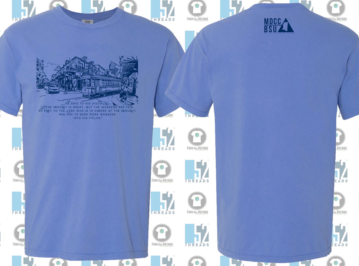 MDCCbsu's tweet photo. If you would like to help @MDCC students go on our spring break mission trip to New Orleans by purchasing one of these shirts or otherwise, let us know! Shirts are on sale at $20 each through March 1. #WinEm #BuildEm #SendEm https://t.co/DTeeCNYN7J