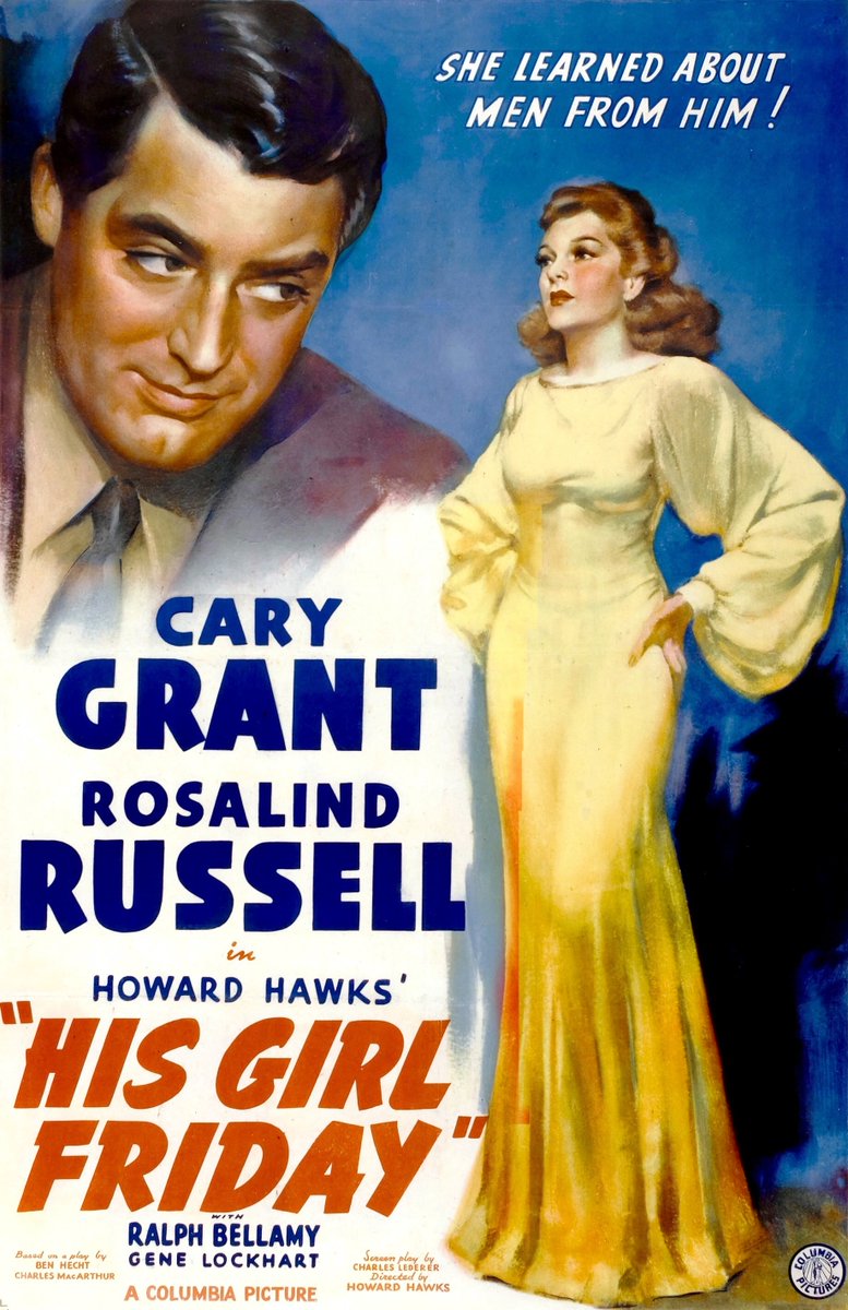 FilmMomatic's tweet photo. #NowWatching HIS GIRL FRIDAY #HowardHawks #CaryGrant #RosalindRussell #RalphBellamy #GeneLockhart #HelenMack #PorterHall #FromHarrisWithLove https://t.co/ZdQxcD48K5