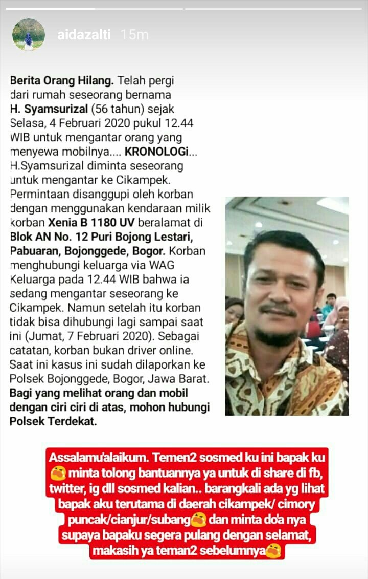 PRFMnews's tweet photo. 20.42 RT @ssaaniaa_ Mohon bantuannya, belum pulang ke rumah sejak 4 Februari 2020 Terakhir pamit mau ke Cikampek. #infooranghilang
https://t.co/mjb3sQCwrG
