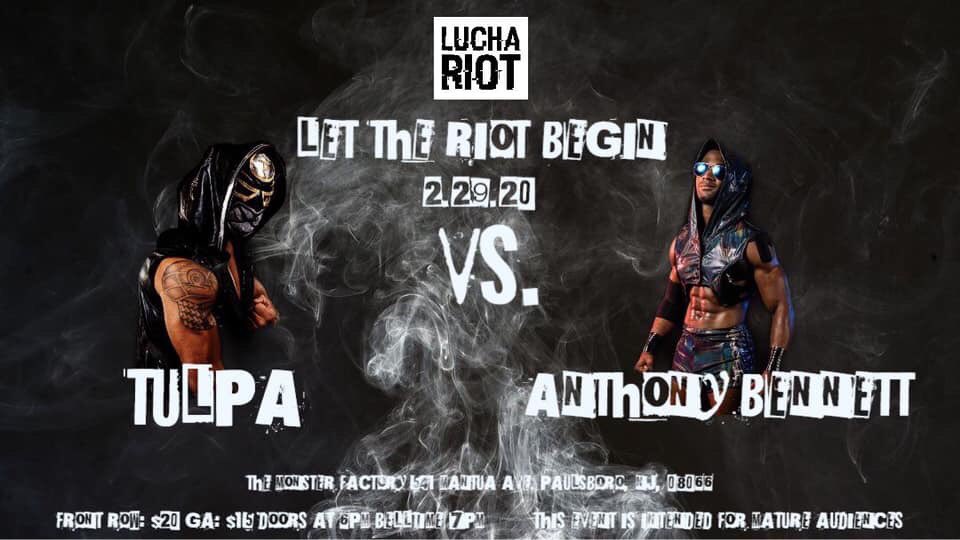 LuchaRiot's tweet photo. Are you ready for a f*cking #Riot
Here’s just a few of the matches taking place at #LetTheRiotBegin on 2.29 in Paulsboro, NJ. Link for tickets is pinned on our profile.
#ProWrestling #LuchaRiot https://t.co/tKW7ahtJQv