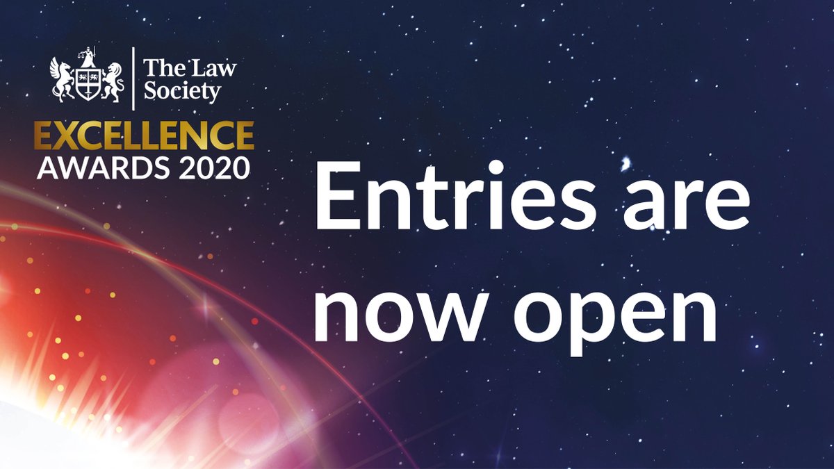 TheLawSociety's tweet photo. 🎉 Make 2020 your year of excellence. Our awards are open for entries and we want to hear from you! Choose from 23 #LawSocAwards categories covering all aspects of the legal profession. Enter now > https://t.co/3lwCvpSm9d https://t.co/X7YVVB202Q