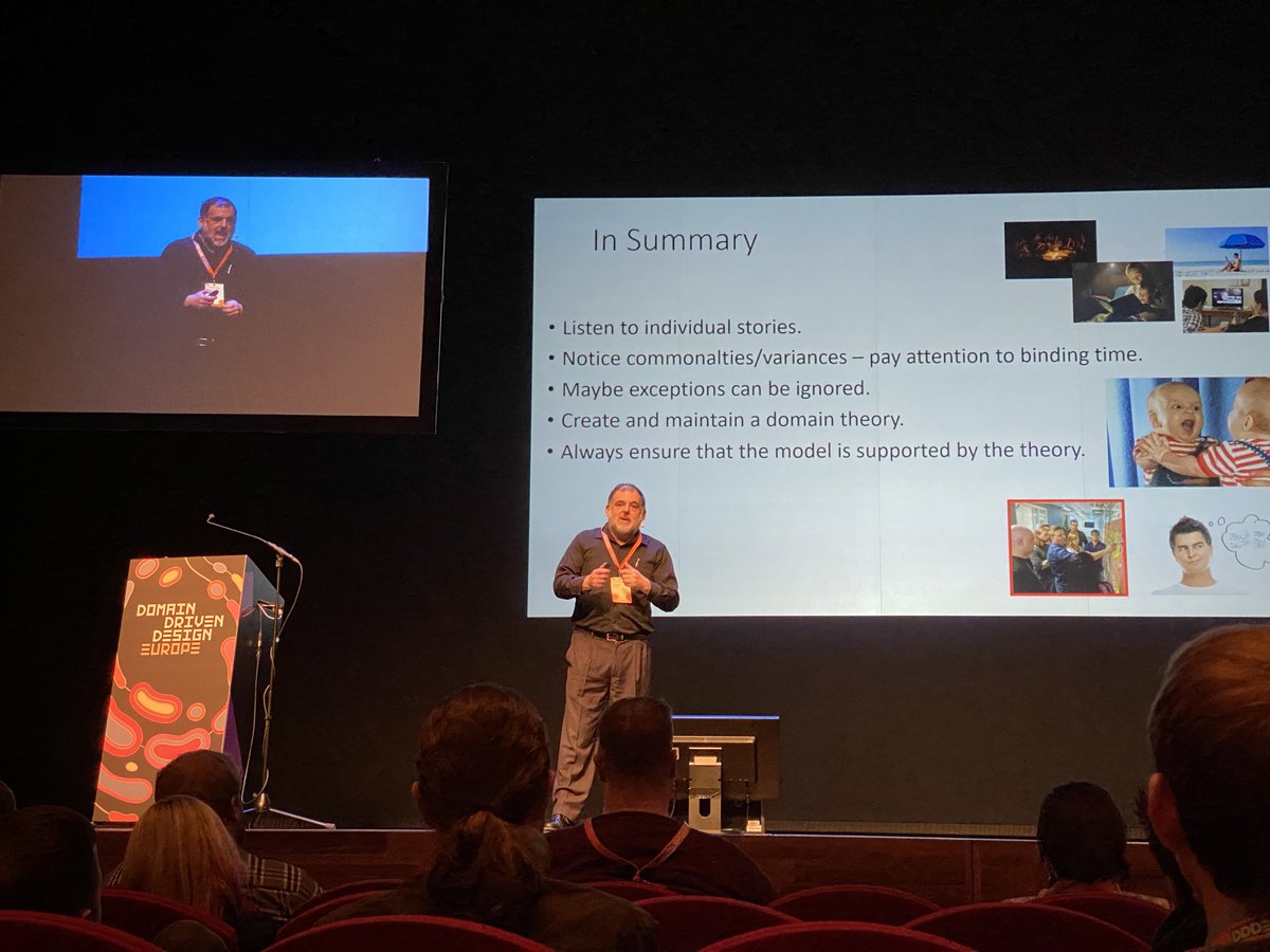 s89's tweet photo. Commonality/variability analysis by @apoupko at #DDDEU: whenever editing a representation, be aware if you’re changing the #DomainTheory or the #DomainModel. https://t.co/gz7DTMCHZa
