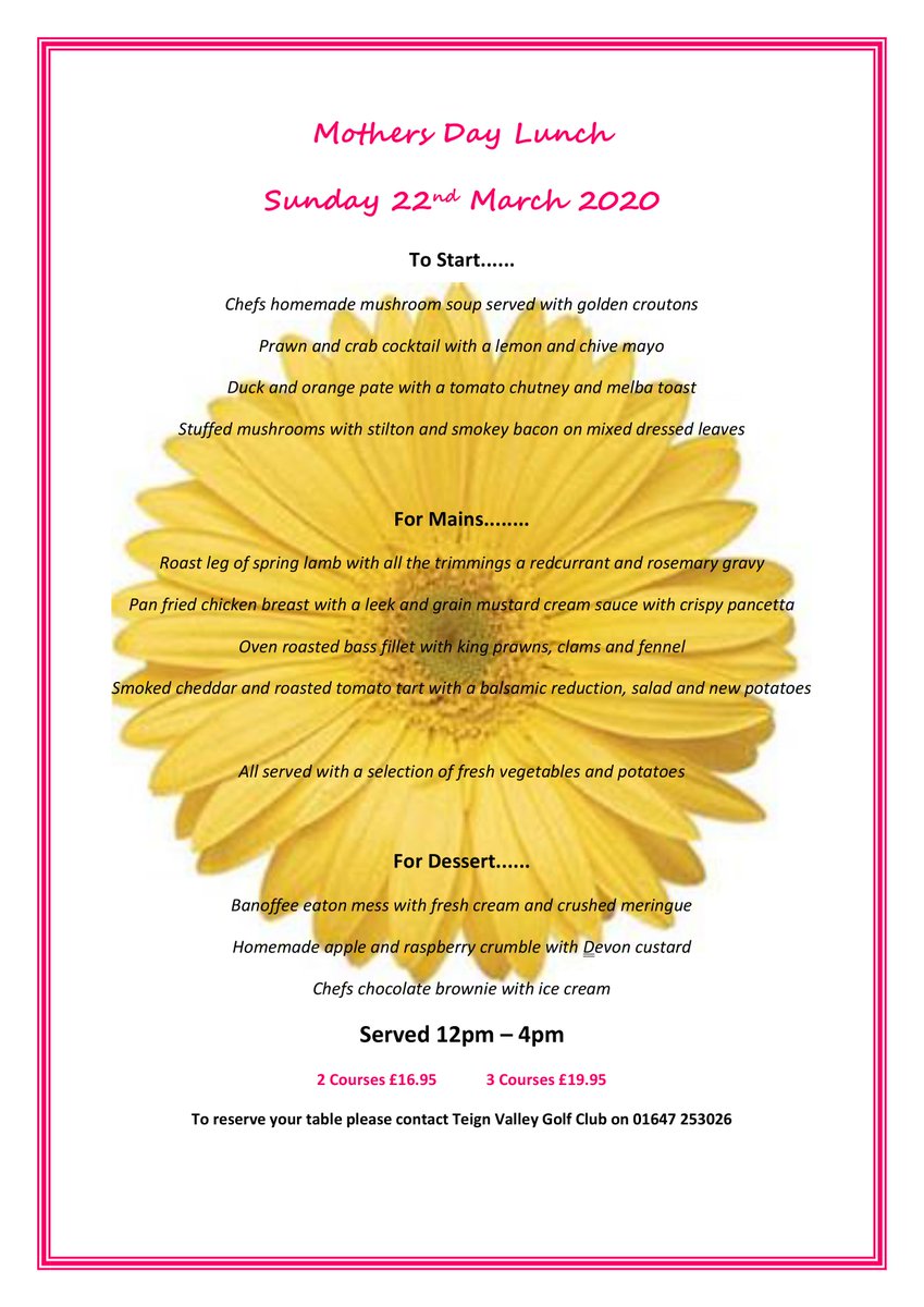 TeignValley1's tweet photo. Mothers day menu now live! Special Prosecco offers of £15.00 #mothersprosecco #dartmoor https://t.co/NB0SMS18Wd