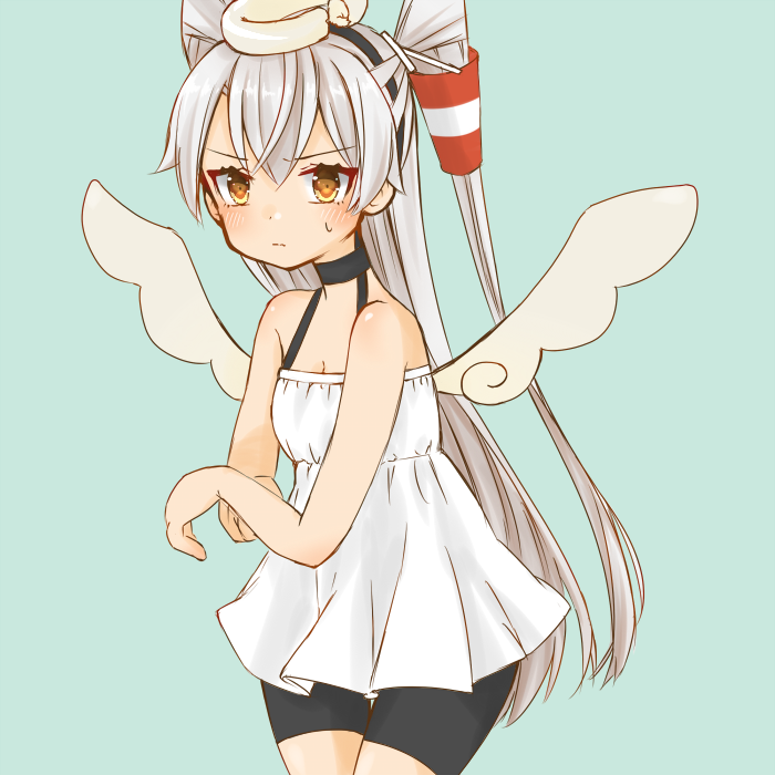 amatsukaze (kancolle) 1girl dress long hair solo two side up white dress shorts under dress  illustration images