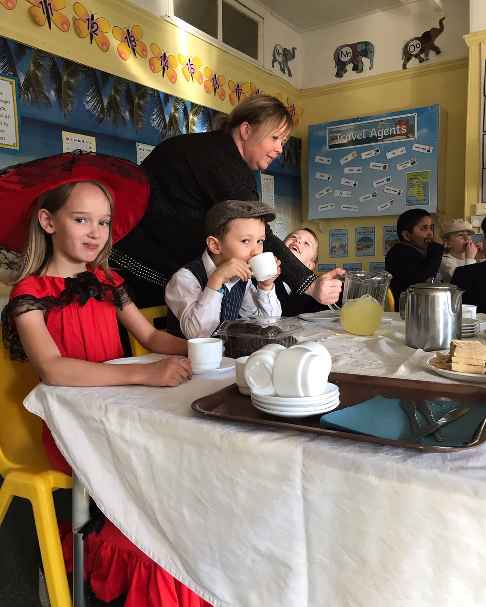 FulneckSchool's tweet photo. All aboard the RMS Titanic 🚢
This week class 2 started their studies on journeys through time. The children spent the day dressed as first class passengers and were invited to a first class tea party in their own class room. #PraticalLearning #FulneckSchool #History https://t.co/VWs2CjaPLD