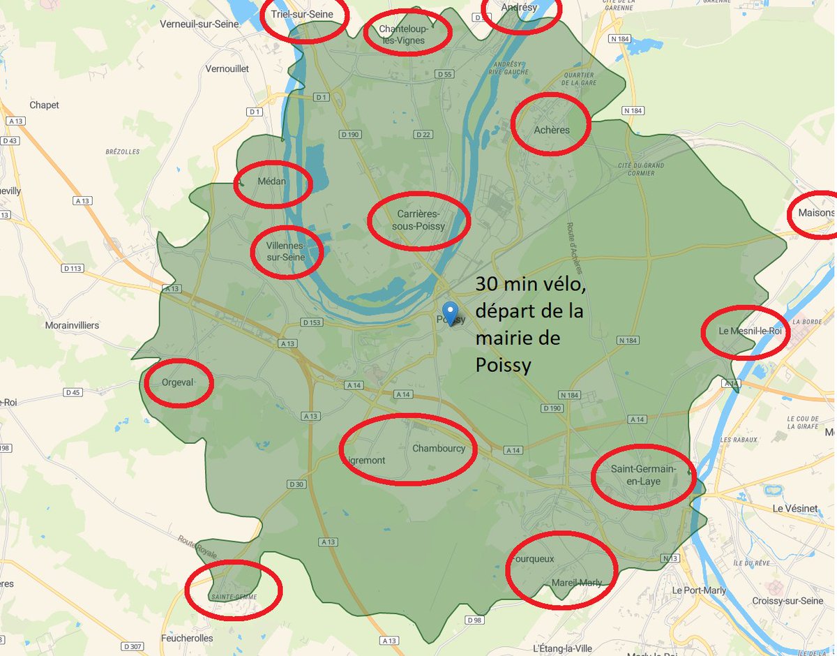 ArnaudTORA's tweet photo. @freetux78 @villepoissy @PoissyDemain @KARLOLIVE En 30min de vélo, on peux atteindre beaucoup de villes, si seulement c'était sécurisé !
#Poissy => #Triel #Andrésy #Carrières #Achères #Orgeval #Chambourcy #StGermain #MaisonsLaffitte, #Médan #Mareil #LeMesnil #Villennes ...
Source : https://t.co/sslihNPvef - 30min en vélo https://t.co/GP6UdDYqyi