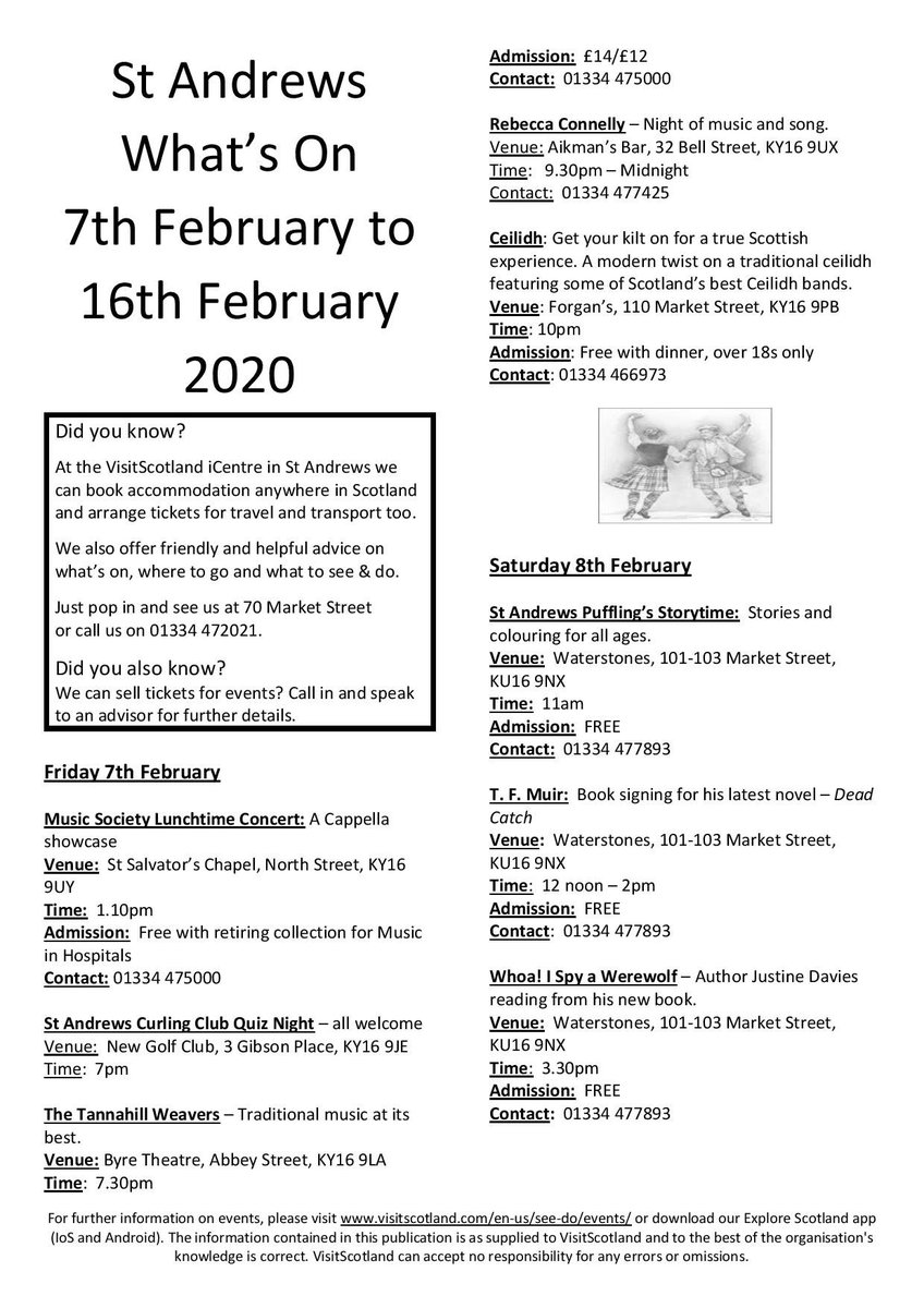 AccessibleScot's tweet photo. TO DO &amp; SEE IN ST ANDREWS THIS WEEK: 

There's always lots to keep you busy when you're visiting us here in St Andrews!

Information supplied by VisitScotland's Visitor Services #LoveStAndrews #StAndrewsWinter https://t.co/A1ERjV6vGP