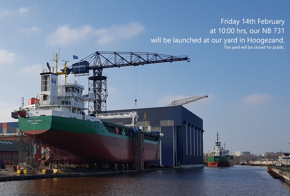 RoyalBodewes's tweet photo. Friday 14th February at 10:00 hrs, our NB 731 will be launched at our yard in Hoogezand. https://t.co/W7oLaIXbTi