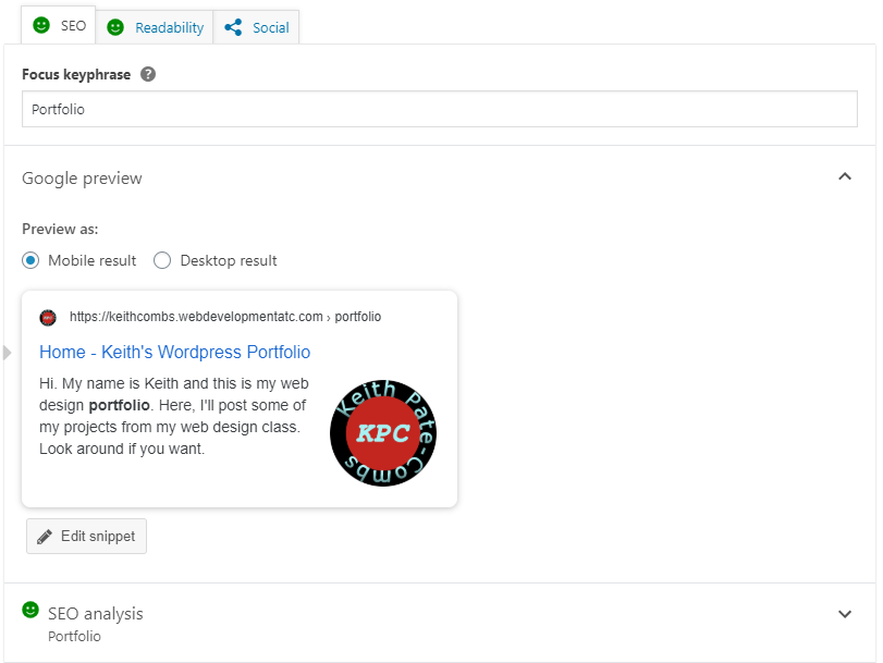 Keithwebdevatc1's tweet photo. Below are the SEO results for my Wordpress homepage.
#webdev@atc https://t.co/GcOlzClo2l