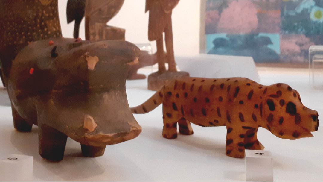 A photo of two animals from our 'Animal: World Art Journeys' exhibition. 