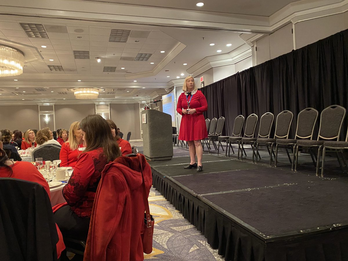 KCKristenB's tweet photo. First up - Dr. Seery with Ascension Via Christi. Sheβs talking about the latest on the vaping epidemic, especially among teens. Vaping has connections to cardiovascular health issues. #GoRedICT #BreakfastInRed https://t.co/hatyY5nFtl