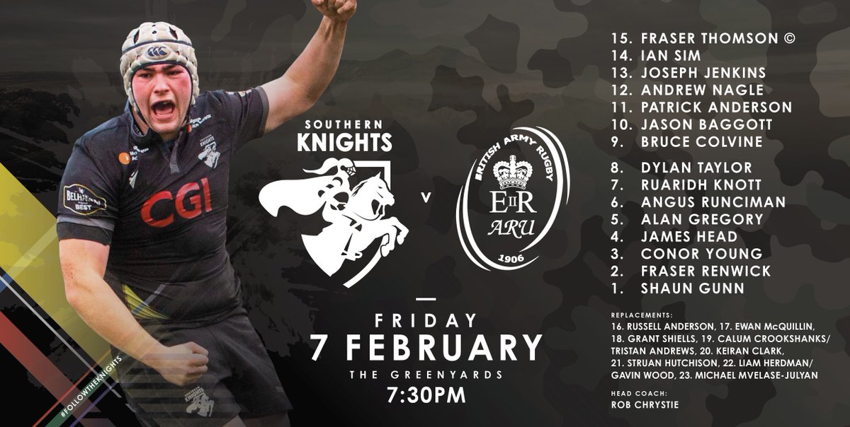 Here's your Knights squad taking on the British Army rugby team later on this evening 🛡️ ⬇️

Just over 5 hours until kick-off...who's coming to The Greenyards to watch?

#FollowTheKnights #LegendsRise