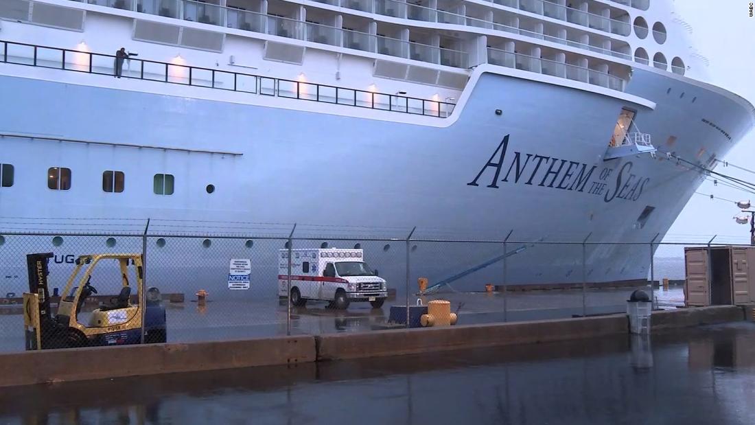 cnnbrk's tweet photo. Four passengers on a Royal Caribbean cruise ship docked near New York City were taken to a hospital for further evaluation for the coronavirus, New Jersey Gov. Phil Murphy says https://t.co/Ms51D0E3uR https://t.co/rpKppWgBGa