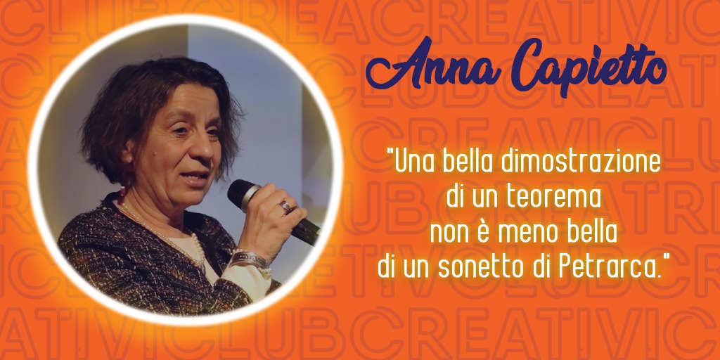 creativiclub's tweet image. Un altro nostro creativo è Anna Capietto, Responsabile del Lab. S. Polin per la ricerca e la sperimentazione di nuove tecnologie Assistive - Dip. di Matematica UniTo. 
Curiosità sul suo lavoro? Twitta la tua domanda usando #creativiclub!
#callforquestions #questions #eventitorino