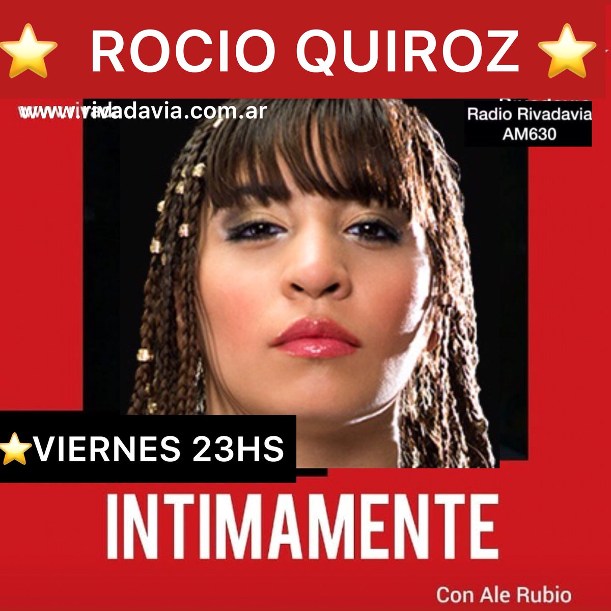 ALERUBIO_'s tweet photo. ⭐️🌹#FelizViernes🌹⭐️
🤗❤️ #IMPERDIBLE HOY 23HS #INTIMAMENTE  @Intimamente630 con  ROCIO QUIROZ @RocioQuirozz #comonuncalaescuchaste Escuchaste por @Rivadavia630 ➡️ https://t.co/uKBCL3DRwY
.
.
.Gracias @SofiProduccion ❤️
#intimamenteconalerubio #intimamente #alerubio https://t.co/5hcdindXuC