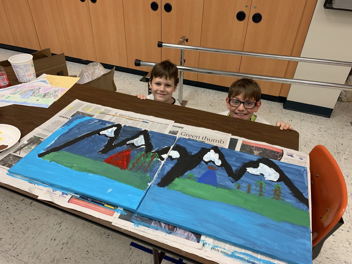 techytamara's tweet photo. Canvas Painting with 4th Graders! These backdrops will be used for our upcoming Stop Motion Videos! @InmanSchools #MaximizingResources #4thArtists #Creative https://t.co/oyV9kebxPA