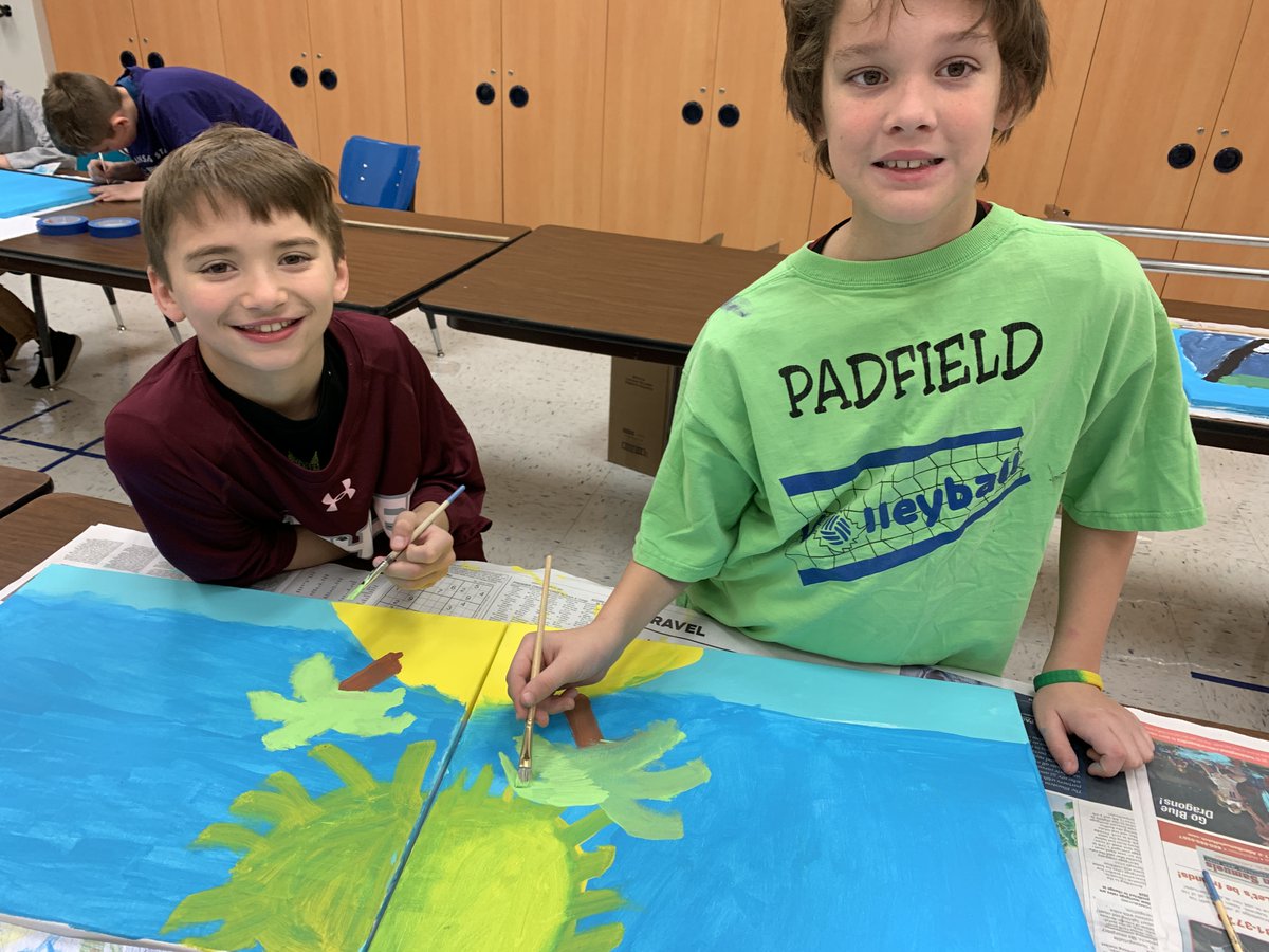 techytamara's tweet photo. Canvas Painting with 4th Graders! These backdrops will be used for our upcoming Stop Motion Videos! @InmanSchools #MaximizingResources #4thArtists #Creative https://t.co/oyV9kebxPA