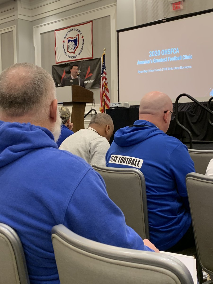 CoachSethPurk's tweet photo. Day 2 @ohsfca with Coach Day on “Coaching Developing” @GrahamAthletics #GrahamTOUGH https://t.co/FIb1If0t1T
