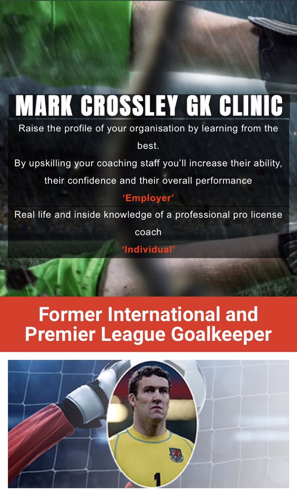 Buzzing to launch my new Goalkeeping Clinic, enrolling NOW! markcrossley.co.uk. Our aim is to develop lead goalkeeping coaches through education, experience &amp; knowledge. Any individuals or sports coaching companies looking to upskill to level 2 coaches please hit the link!