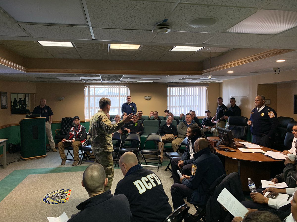 dcfireems's tweet photo. Before heading home to WV - those attached the @NationalGuard WVANG - 130th Airlift Wing - who supporting the State of the Union - interviewed Deputy Fire Chief Hawkins, who headed #DCBravest protection plan on Tuesday. Teamwork =s Success. Thank you. https://t.co/5j7bkRH3ZK