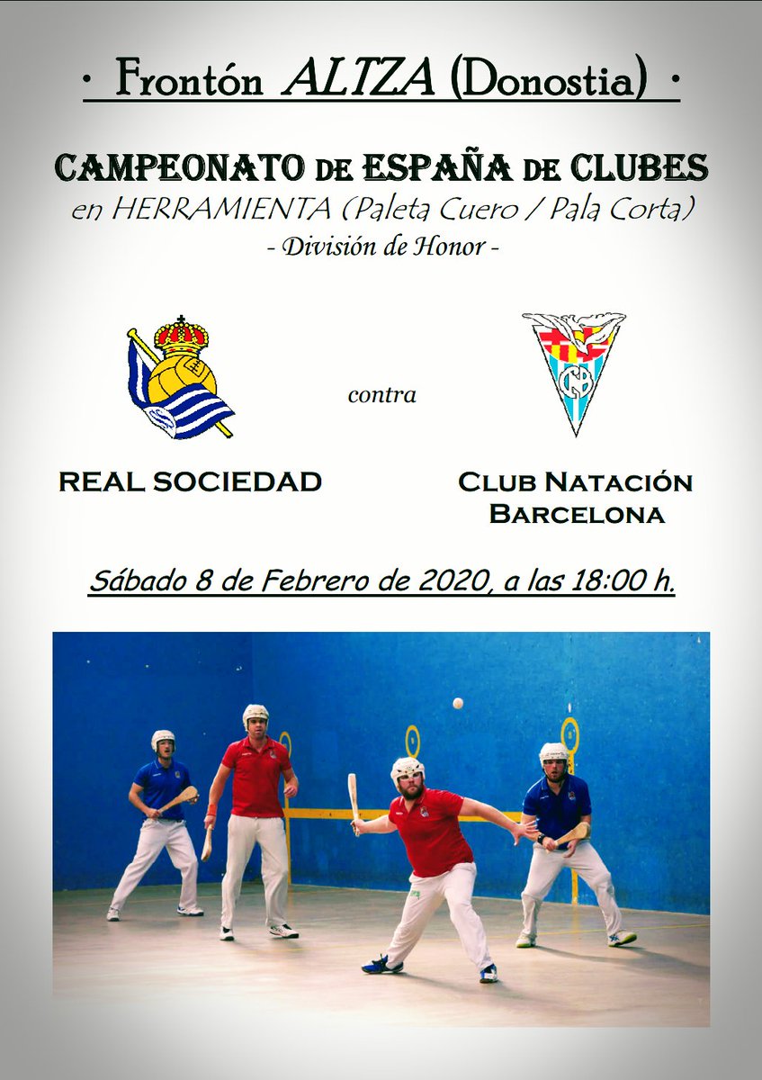 Cto. España <a href="/fepelota/">FEPelota</a> Jornada5
#clubesF36m #Herramienta

<a href="/RealSociedad/">Real Sociedad Fútbol</a> vs <a href="/CNBARCELONA/">CNBARCELONA</a>