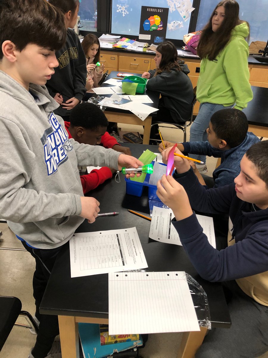 Using the electromagnetic spectrum to see whether visible light waves are absorbed, reflected, or transmitted with certain materials.  #lbleads #lbeachms #funfriday