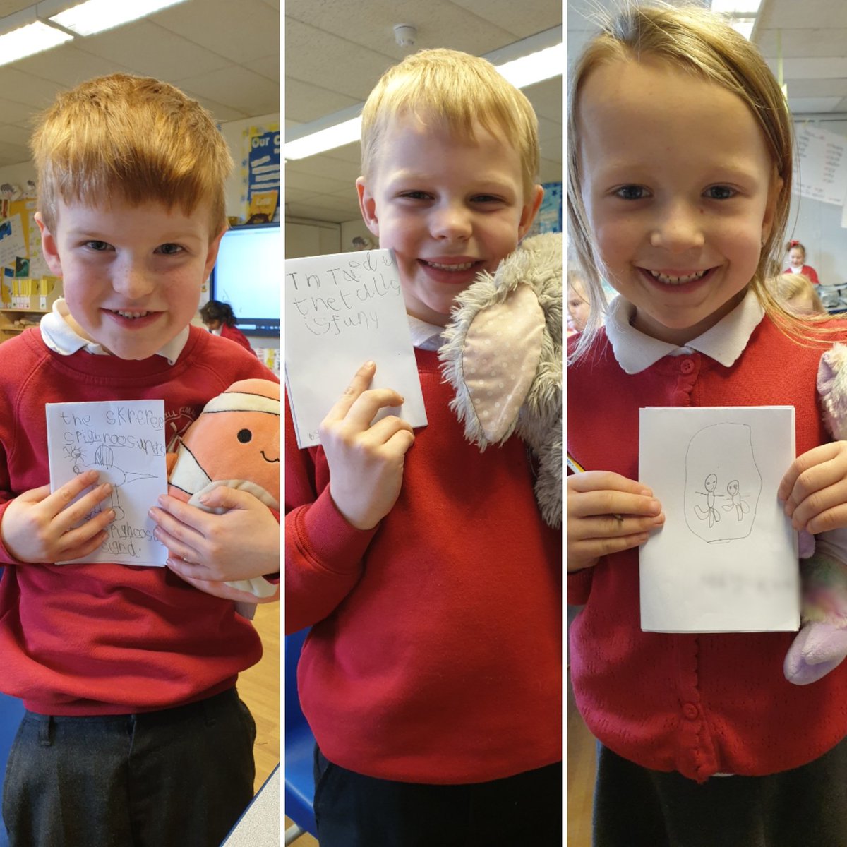 HMillSchool's tweet photo. We are very close to sharing our stories 😁 AJ has written a remake story of our class text "The lion inside" and has created "The scary spinasaurus" 🦖🦖🦖🦖 #amazingcreativity https://t.co/UZG8NhA8c0