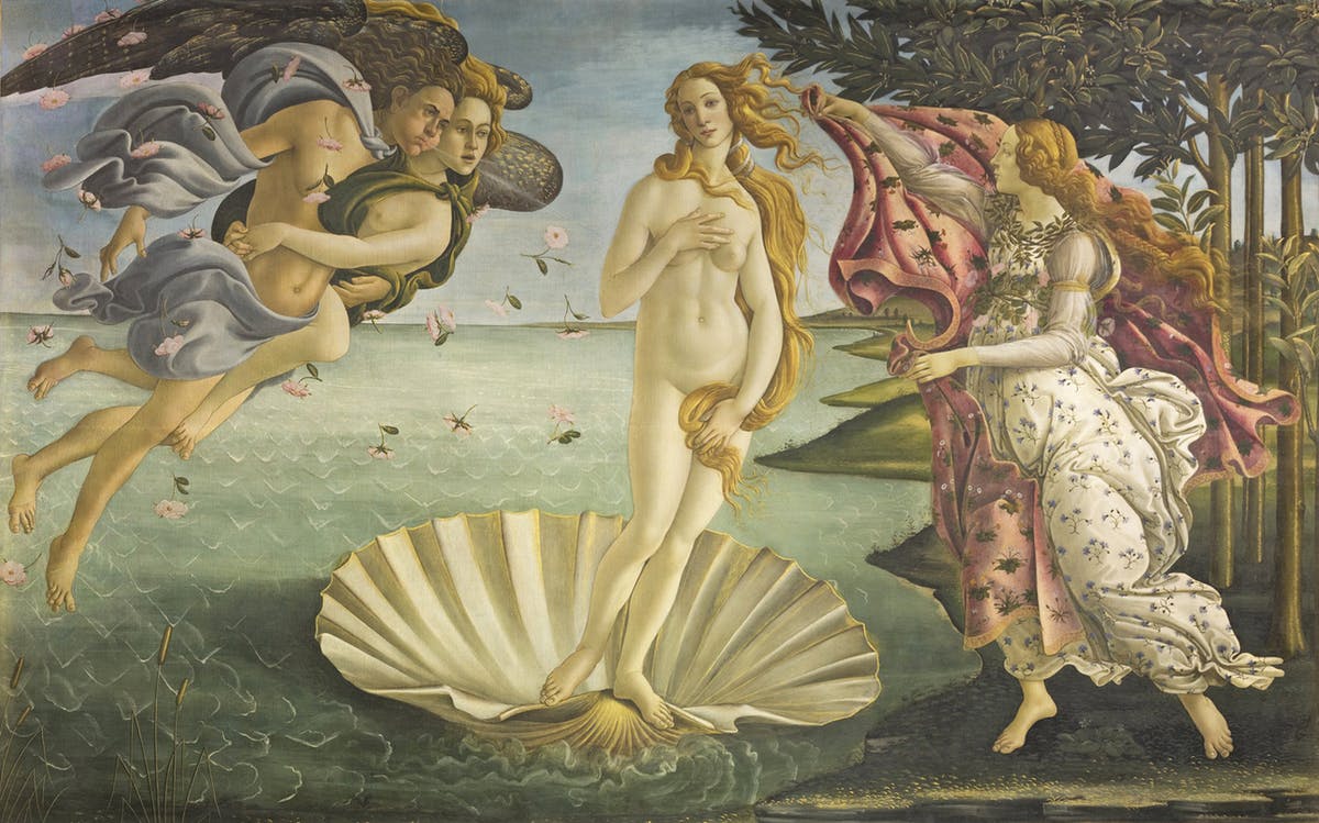HistoriaNG's tweet photo. ¿Cuándo terminó el Gótico y comenzó el Renacimiento? La respuesta no es simple pero esta obra fue fundamental para culminar esa transición. Hágase el hilo de #arte sobre el Nacimiento de Venus de Sandro Botticelli https://t.co/am7L4nH1Ga