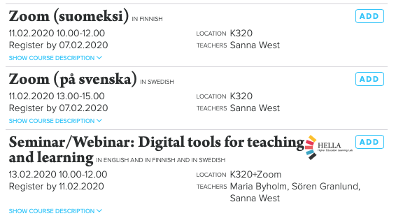 EdulabT's tweet photo. Short courses at Tritonia EduLab Week 7 – 2020 https://t.co/hQNnkp3lhC