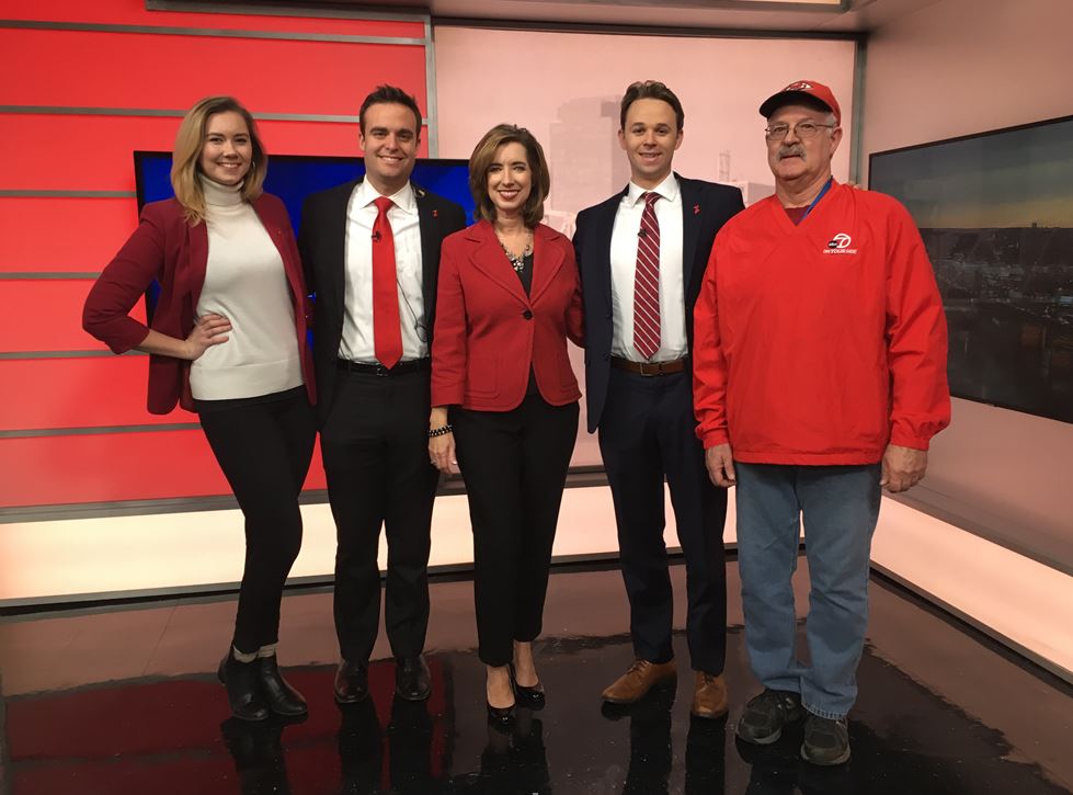 KATVNews's tweet photo. The @KATVNews Daybreak crew is going red for women today! Remember to wear red to raise awareness for women's heart health! #ARGoRed @KATVMelinda @KATVChris @KATVViktoria https://t.co/DNlJHvQell