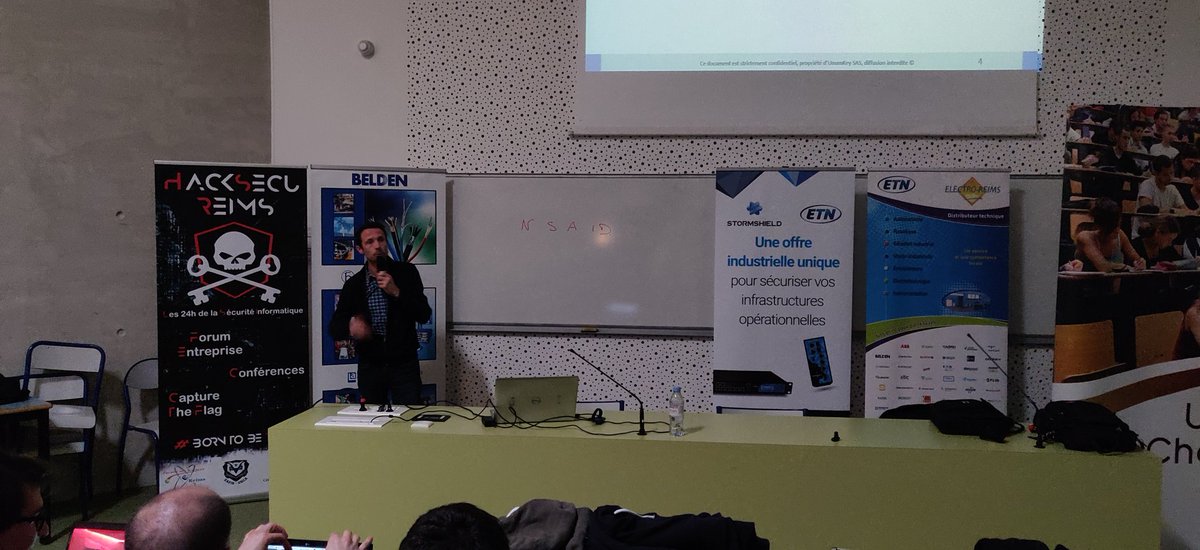 unumkey's tweet image. C'est parti pour la conférence de @DubsDav pour @unumkey au #hacksécureims @universitereims