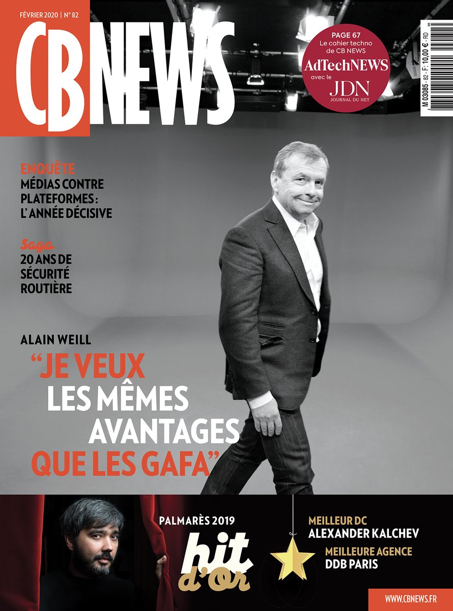 ThierryWojciak's tweet photo. N°82 de @CB_News... Au sommaire, la Grande Interview d'#AlainWeill, 5 patrons de #médias viennent raconter leurs relations aux @Gafa et puis, le Palmarès 2019 du traditionnel #Hitdor... https://t.co/CD4qvXl6Jo