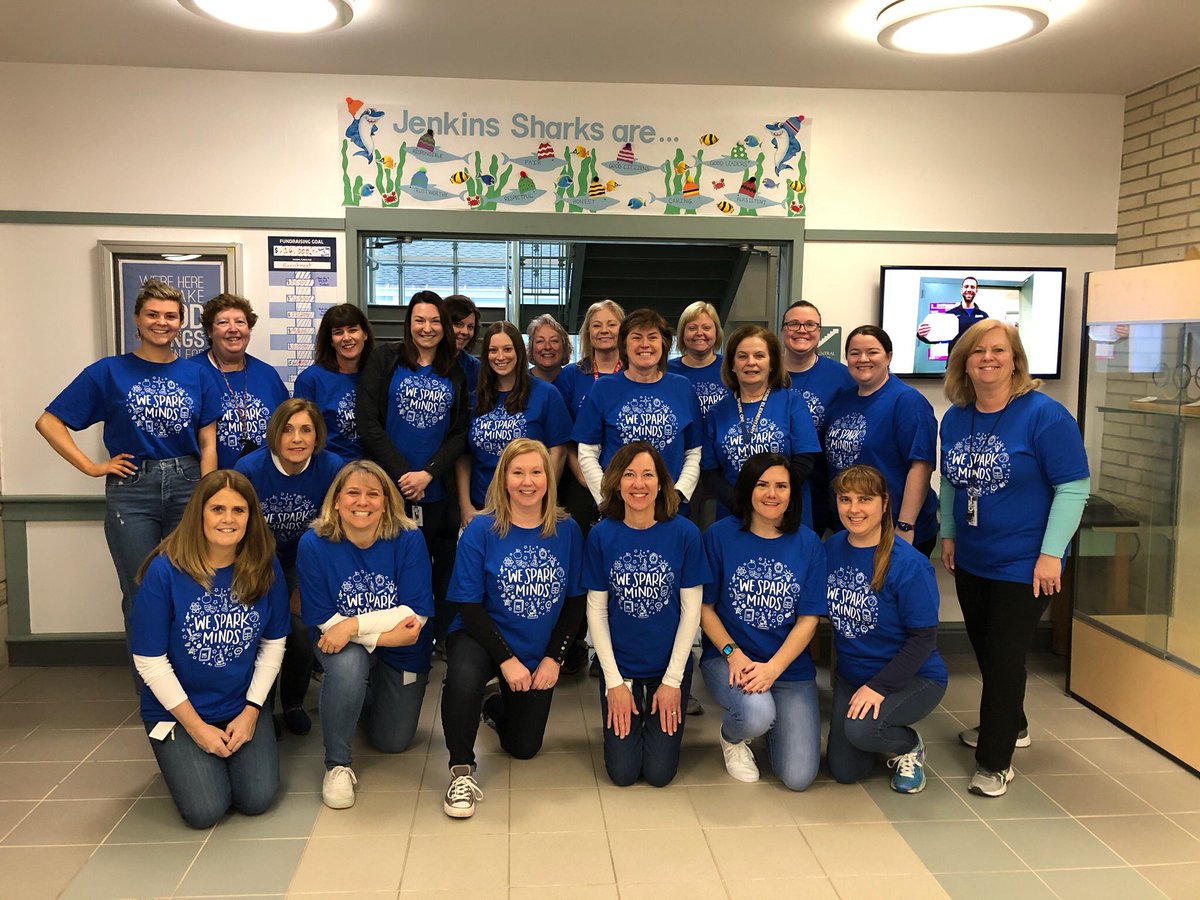 jenkins_school's tweet photo. The Jenkins Staff is ‘sparked up’ to celebrate the Boosterthon ending in our Glow Run next week! https://t.co/AcfFuycpjb